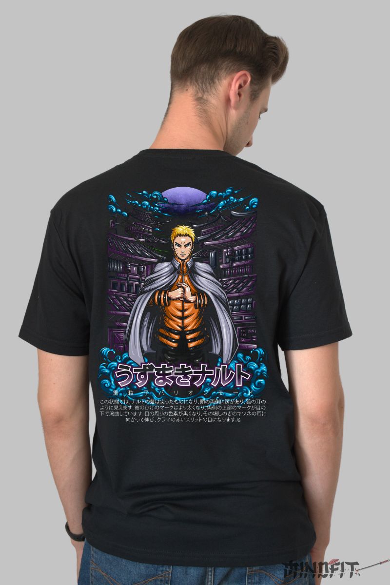 Tricou Naruto The Protector Of Konoha barbat negru spate