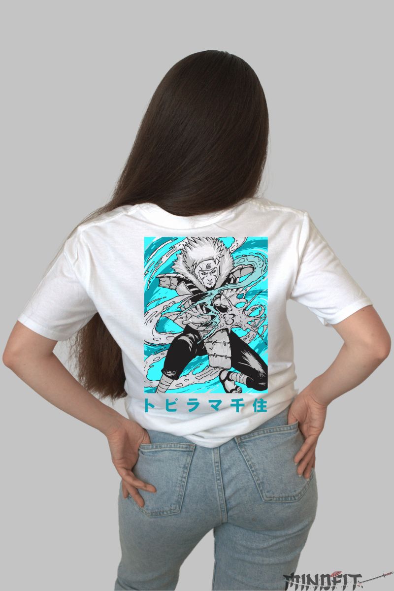 Tricou Naruto Tobirama Senju dama alb spate