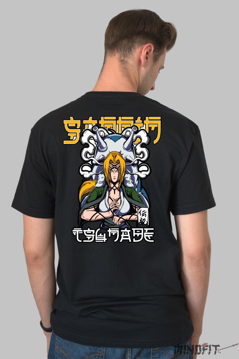 Tricou Naruto Tsunade Sannin barbat negru spate