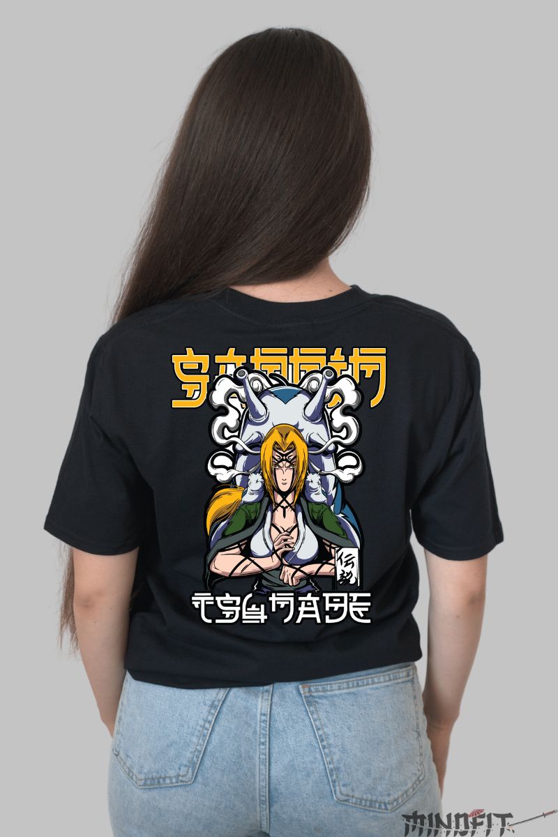 Tricou Naruto Tsunade Sannin dama negru spate