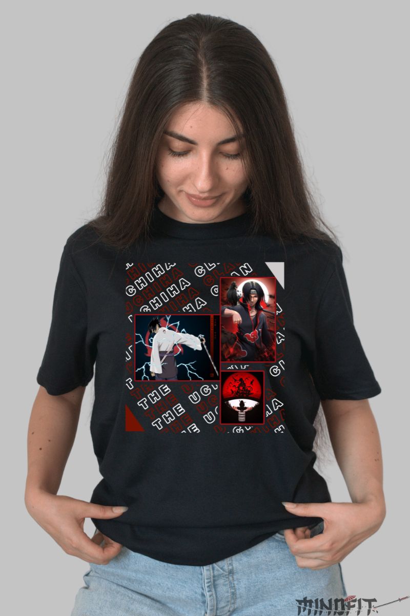 Tricou Naruto Uchiha Clan dama negru fata