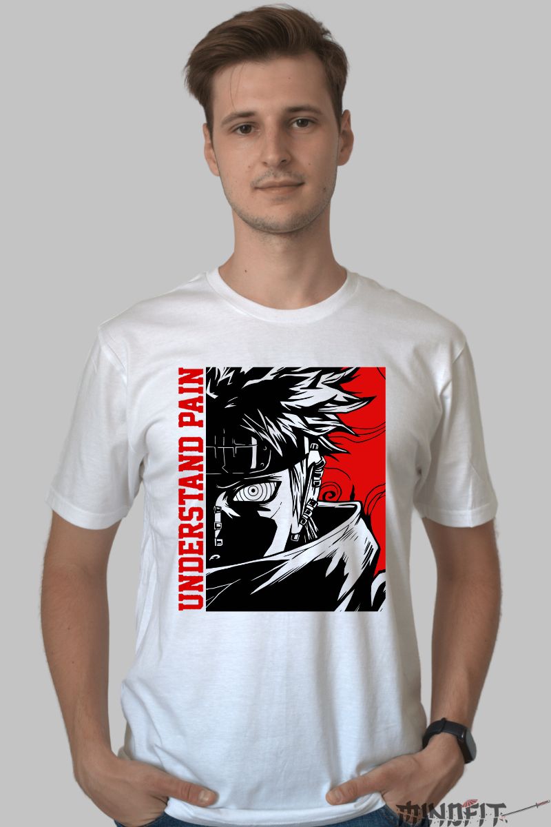 Tricou Naruto Understand Pain barbat alb fata