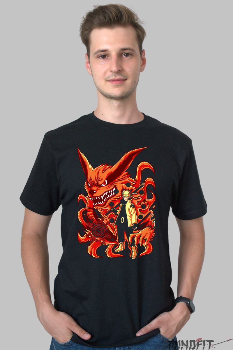 Tricou Naruto Uzumaki Power barbat negru fata