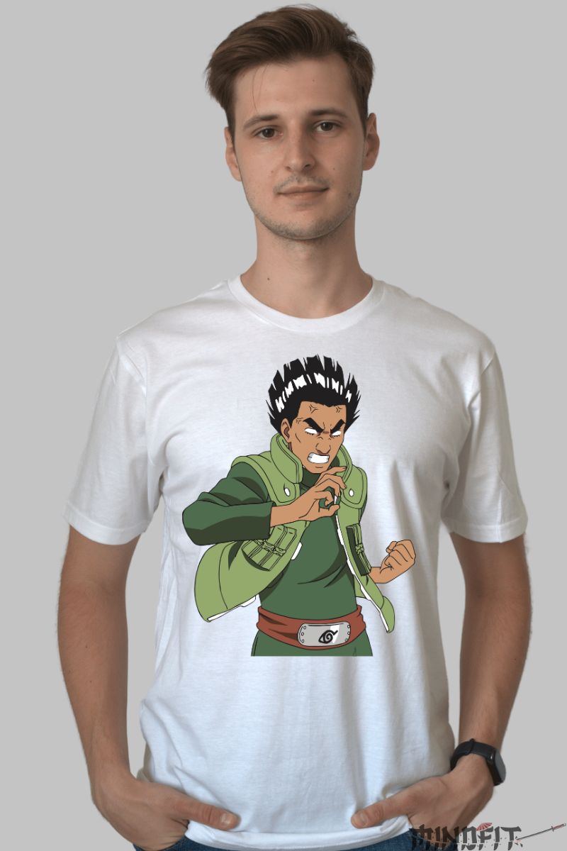 Tricou Naruto Warrior Sensei Guy barbat alb fata