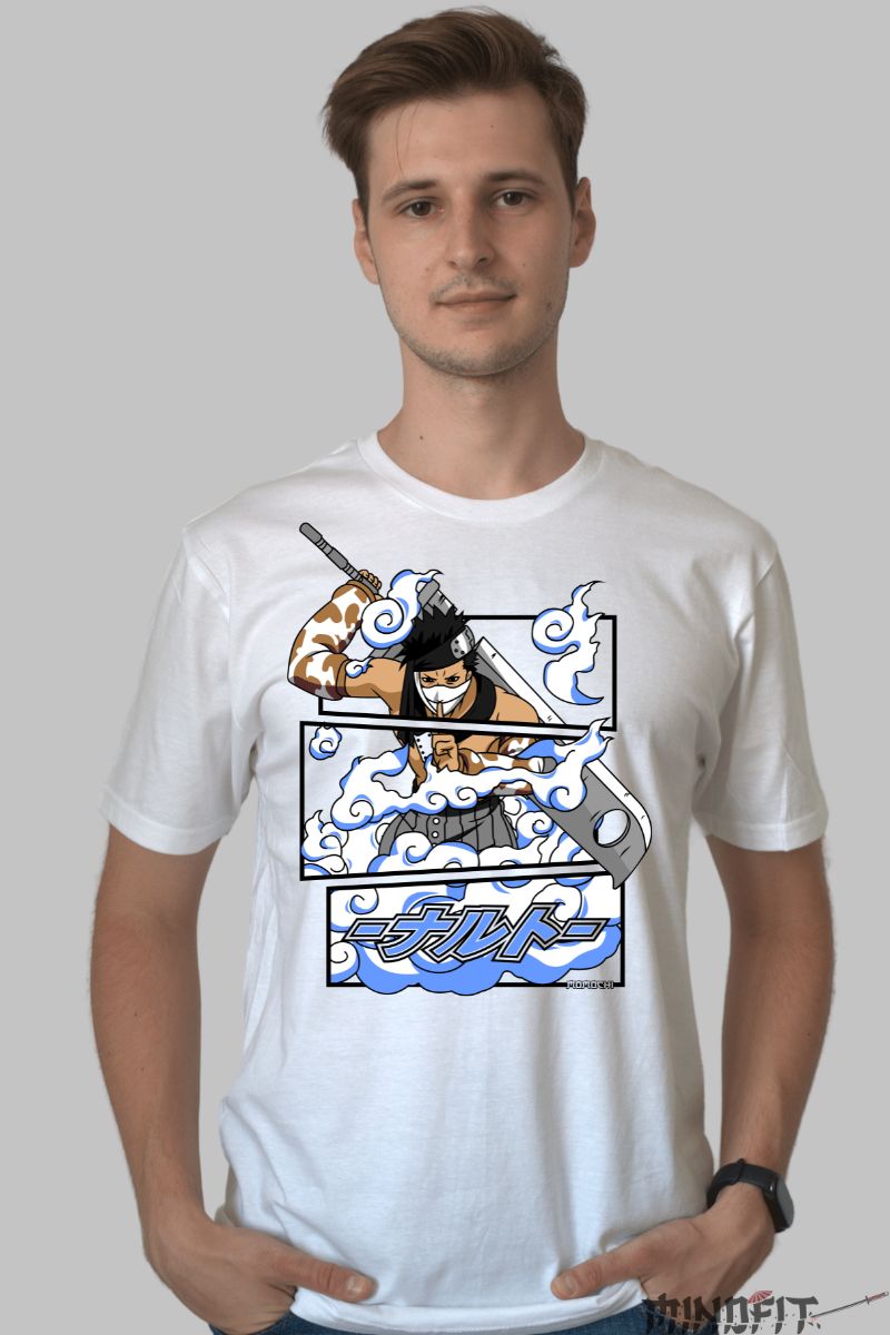 Tricou Naruto Zabuza Momochi Power barbat alb fata