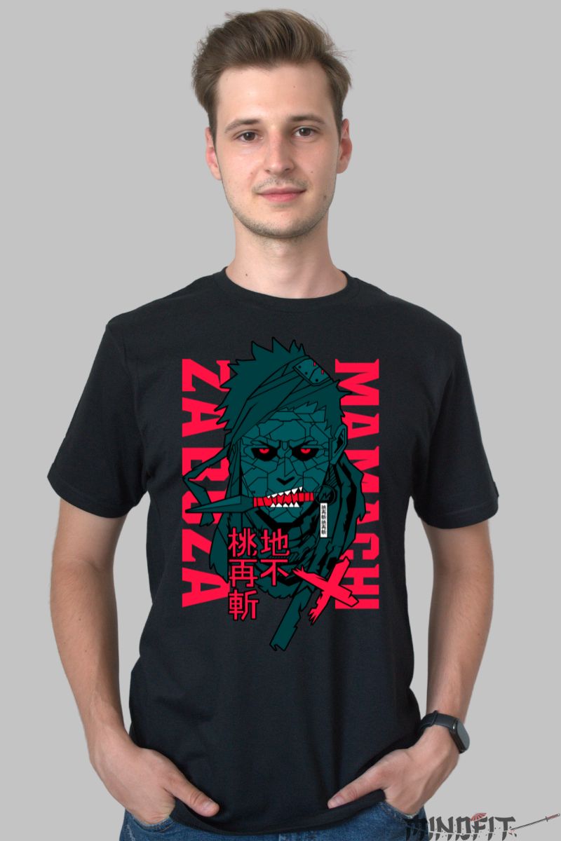 Tricou Naruto Zabuza Momochi barbat negru fata