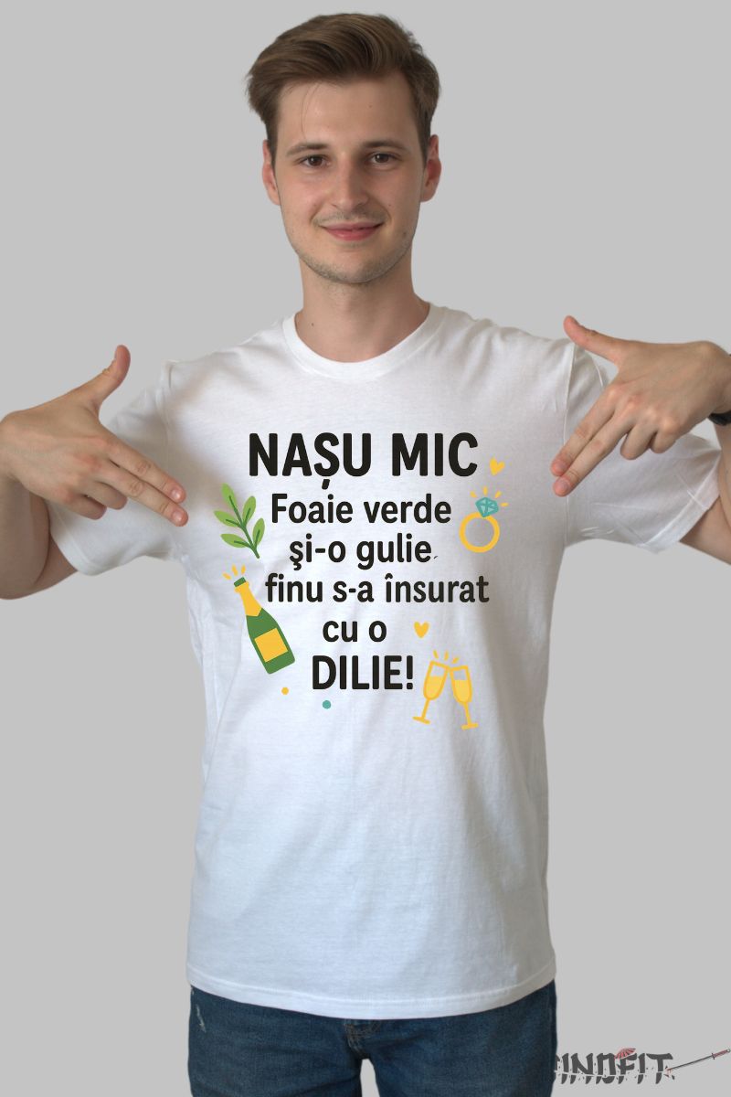 Tricou Nasu Mic – Mesaj Amuzant Fina Si Finu alb barbat