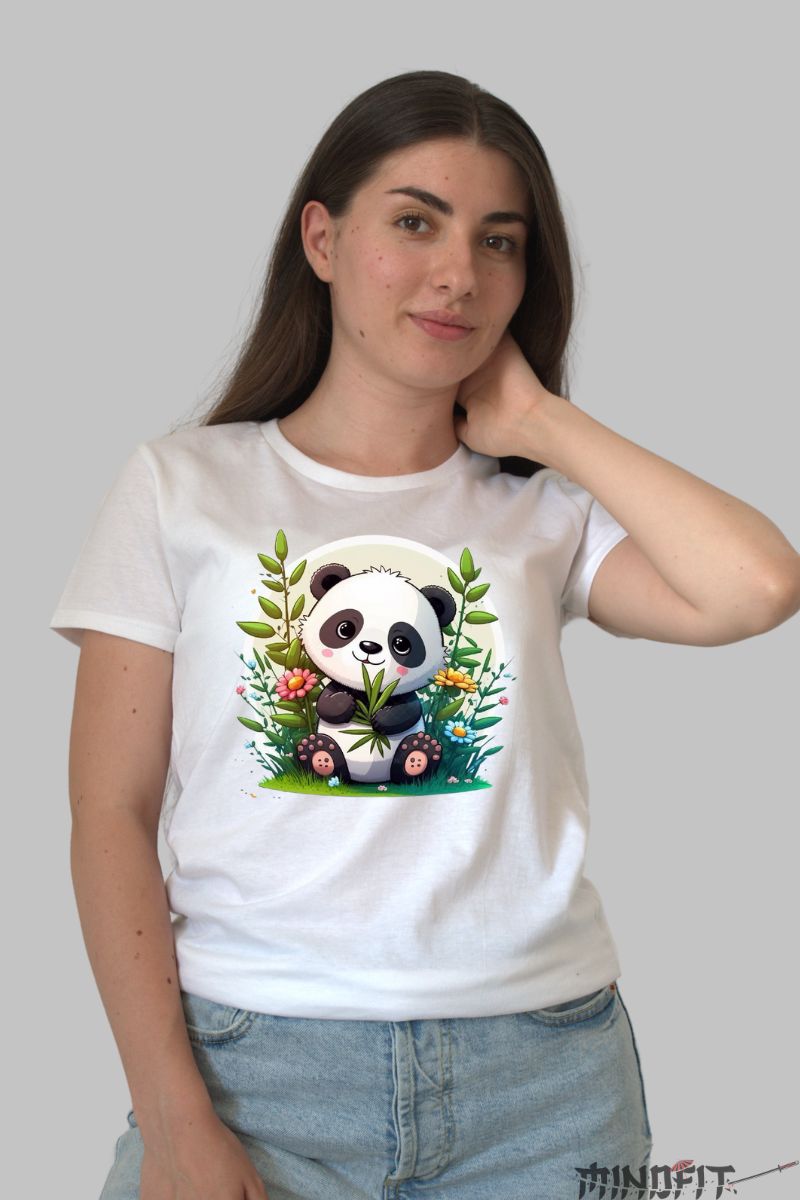 Tricou Panda in Natura dama alb fata