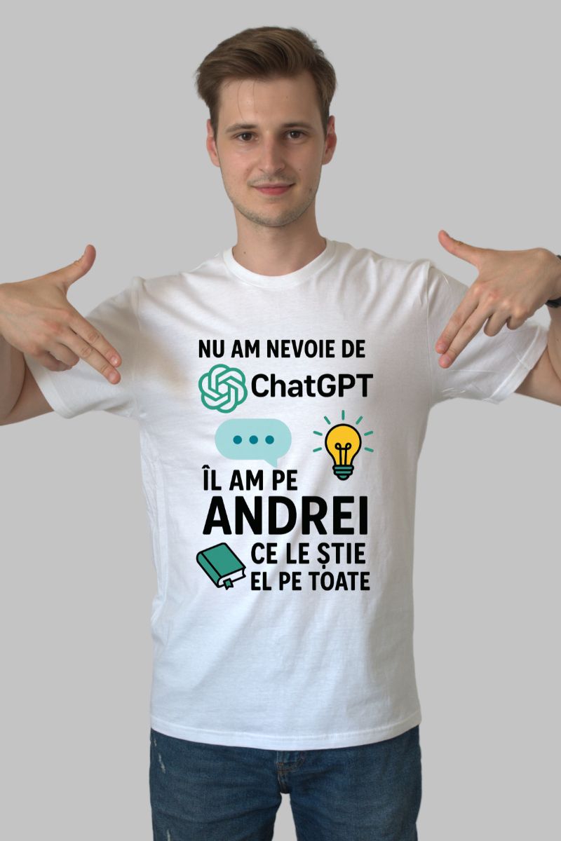 Tricou Personalizat cu Nume ChatGPT barbat alb