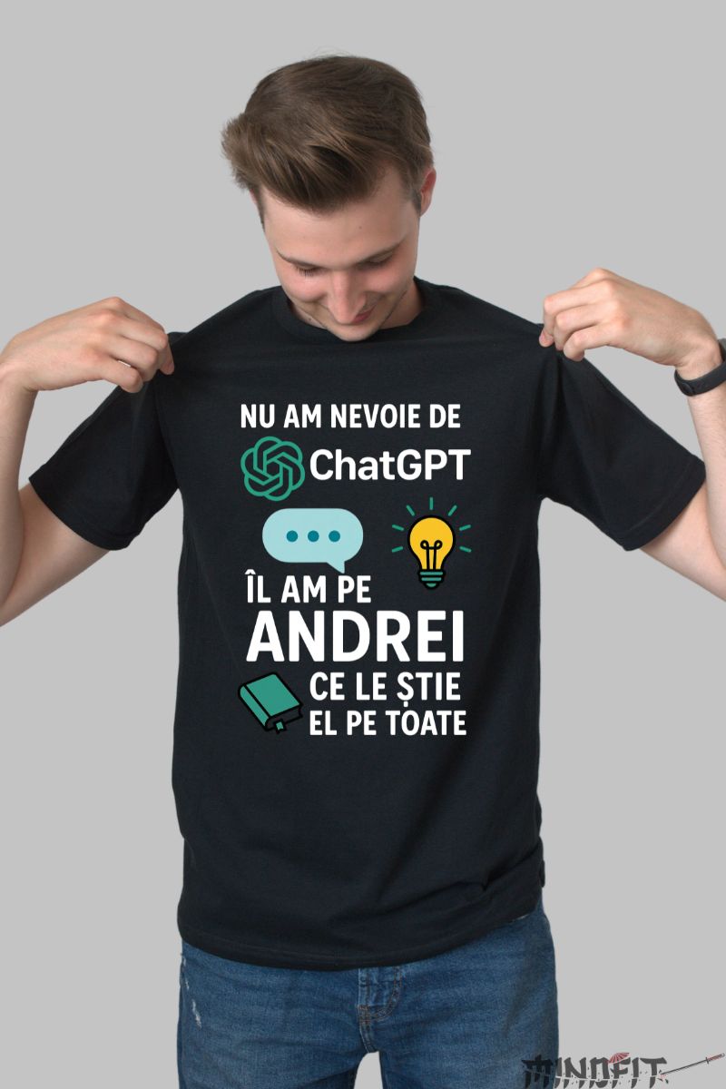 Tricou Personalizat cu Nume ChatGPT barbat negru