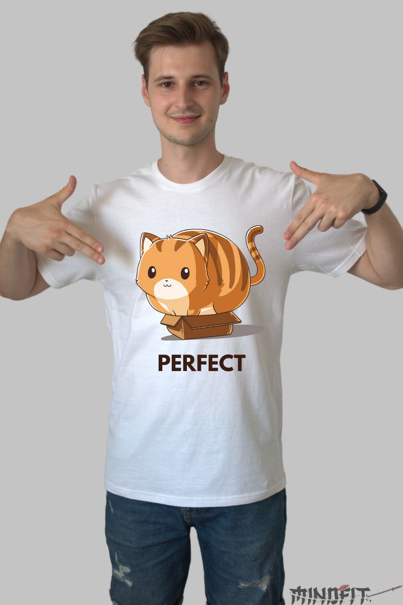 Tricou Pisica Grasa barbat alb fata