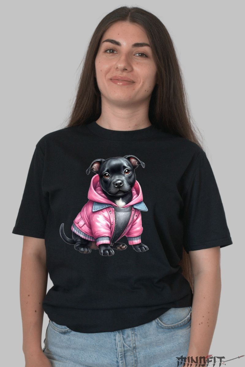 Tricou Pitbull Negru dama negru fata