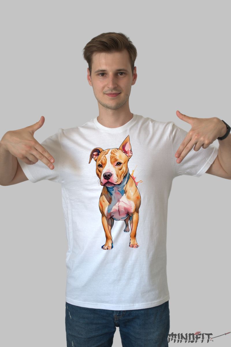 Tricou Pitbull Nostalgic barbat alb fata