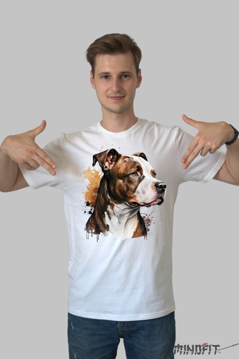Tricou Pitbull Sfios barbat alb fata