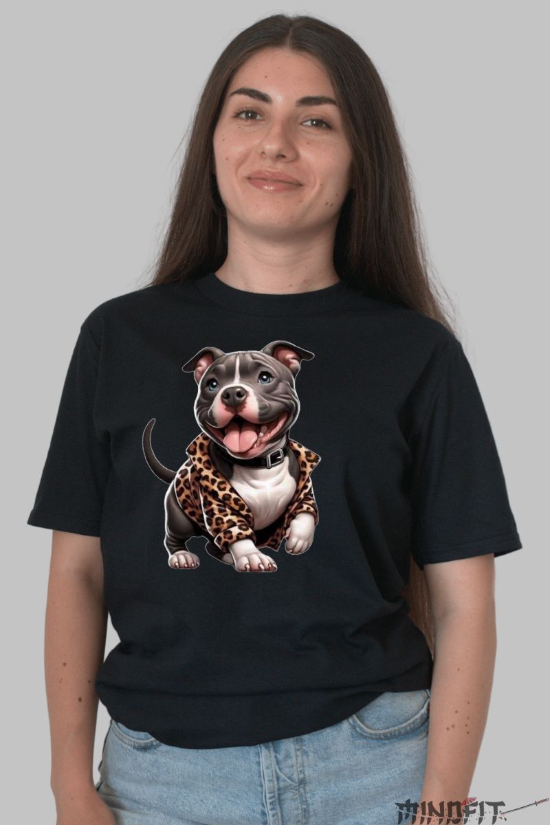 Tricou Pitbull Simpatic dama negru fata