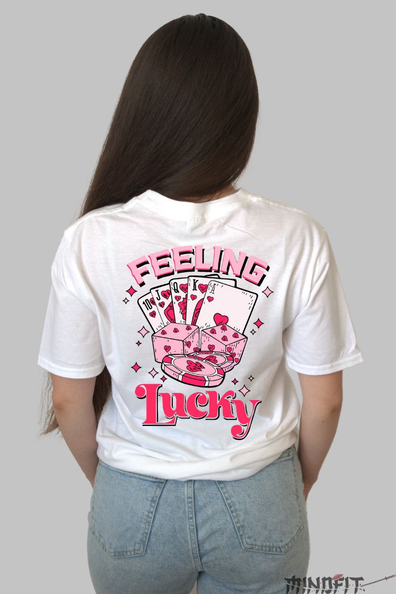 Tricou Poker Feeling Lucky dama alb spate