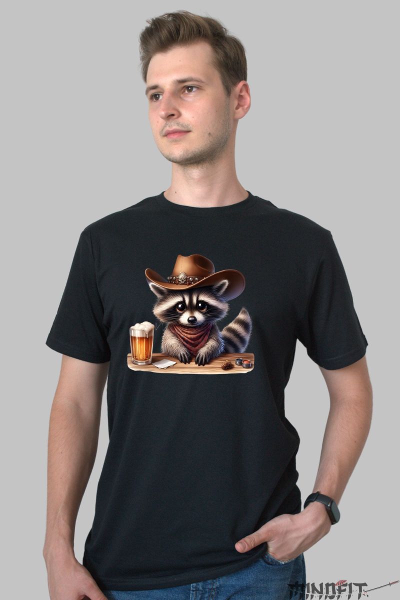 Tricou Raton Cawboy barbat negru fata