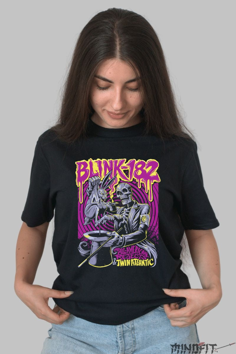 Tricou Rock Blink-182 Skeleton Magician dama negru