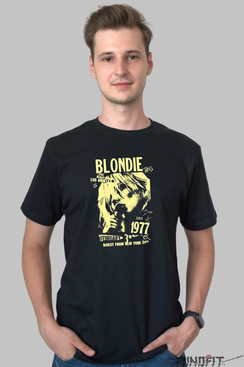 Tricou Rock Blondie 1977 Tour Poster barbat negru