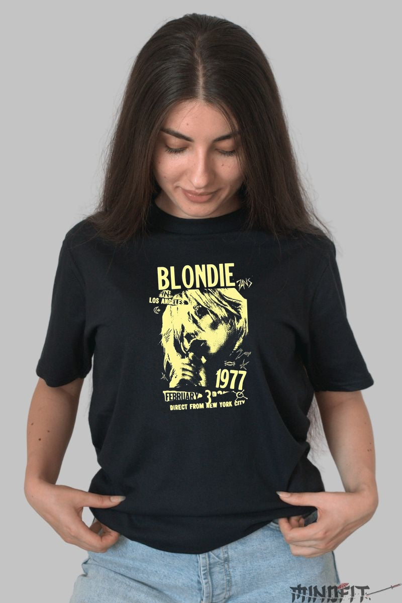 Tricou Rock Blondie 1977 Tour Poster dama negru