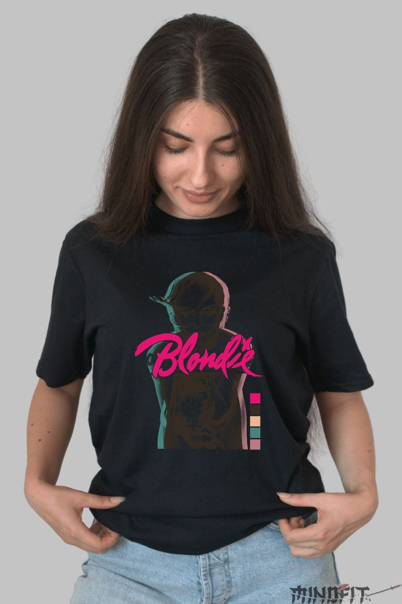 Tricou Rock Blondie Abstract Neon dama negru