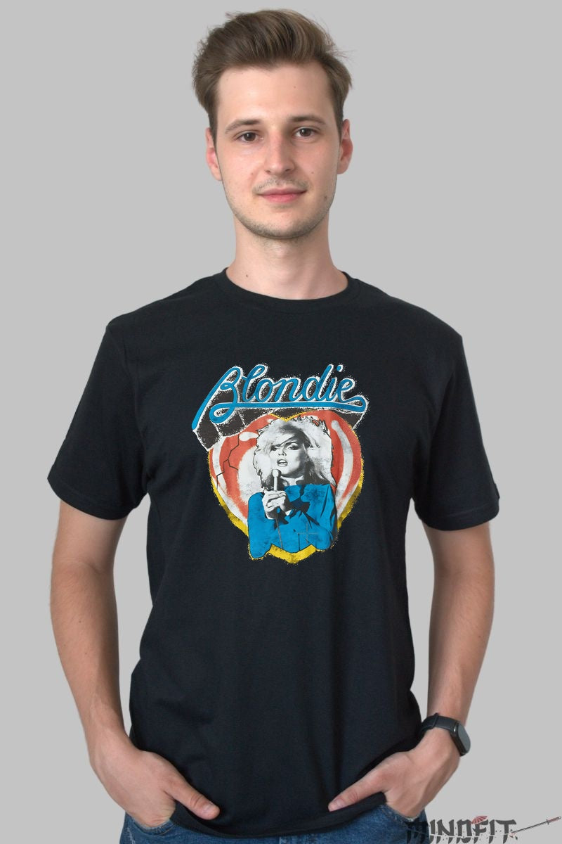Tricou Rock Blondie Debbie Harry Retro Heart barbat negru
