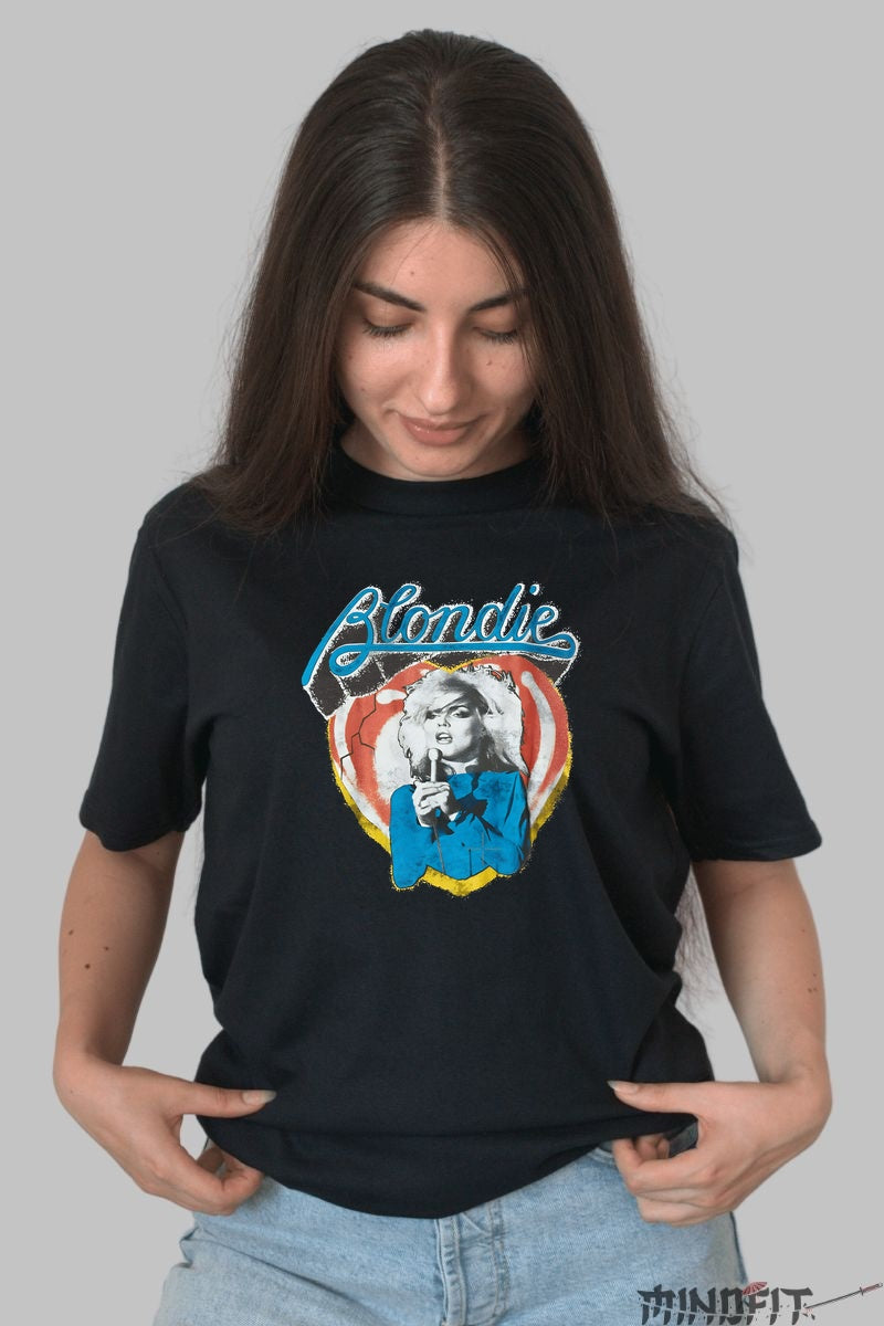 Tricou Rock Blondie Debbie Harry Retro Heart dama negru