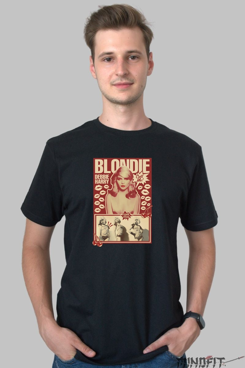 Tricou Rock Blondie Debbie Harry Vintage Poster barbat negru