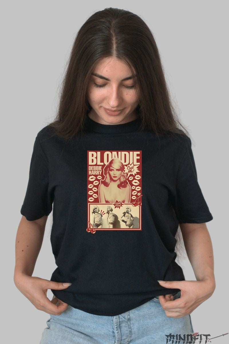 Tricou Rock Blondie Debbie Harry Vintage Poster dama negru