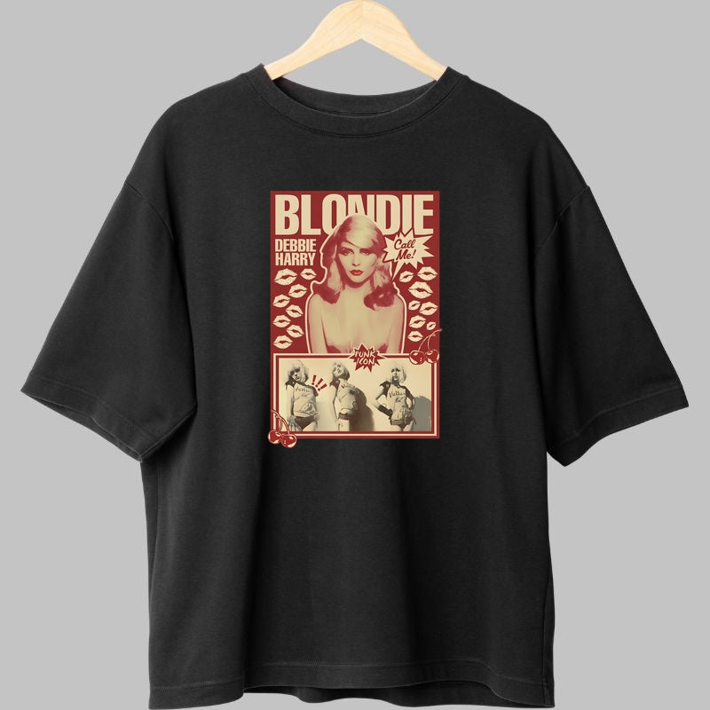 Tricou Rock Blondie Debbie Harry Vintage Poster fata negru