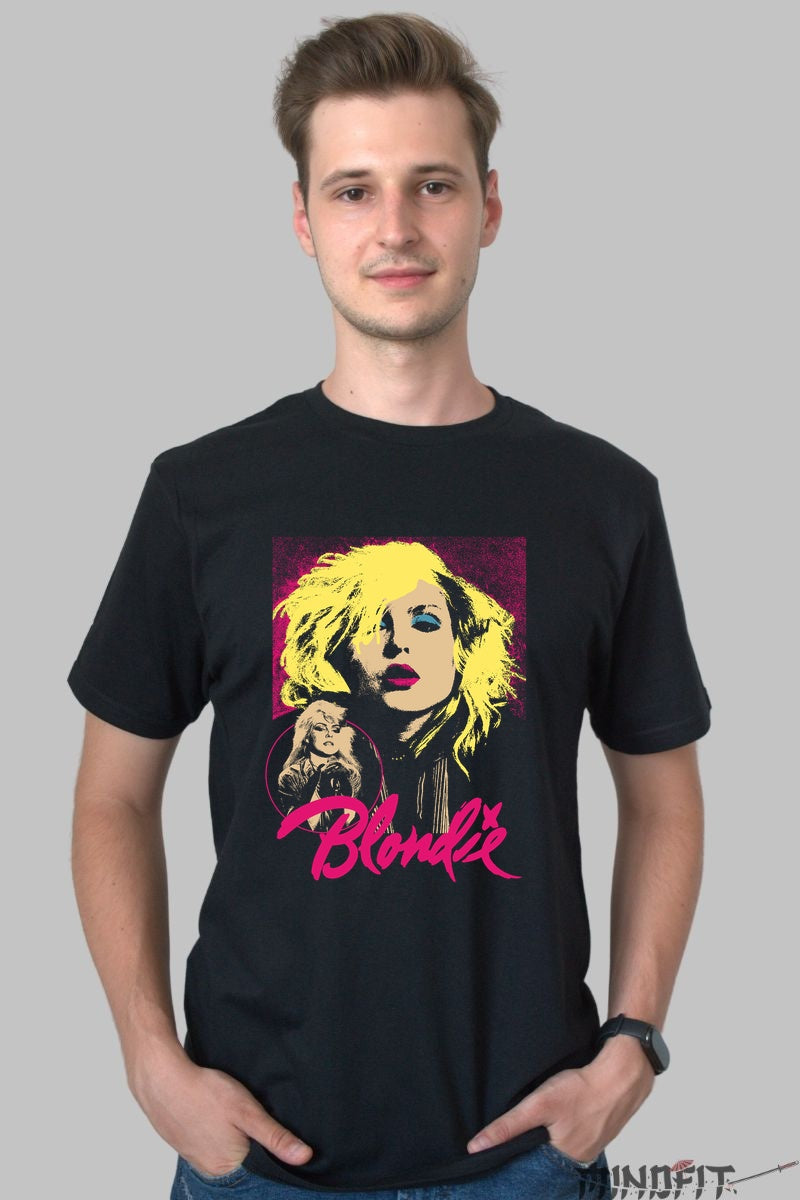Tricou Rock Blondie Neon Pop Art barbat negru
