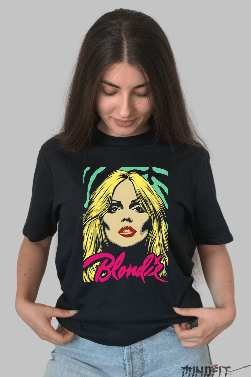 Tricou Rock Blondie Neon Pop Art dama negru