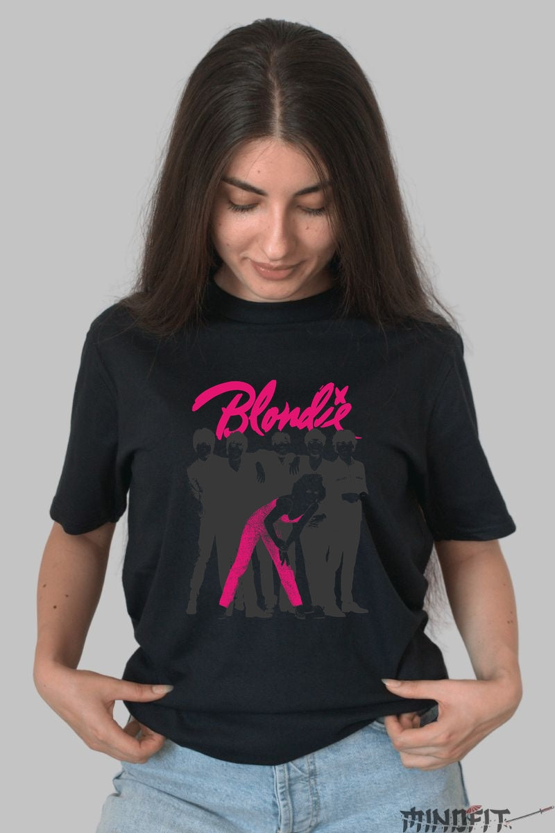 Tricou Rock Blondie Pink Silhouette dama negru