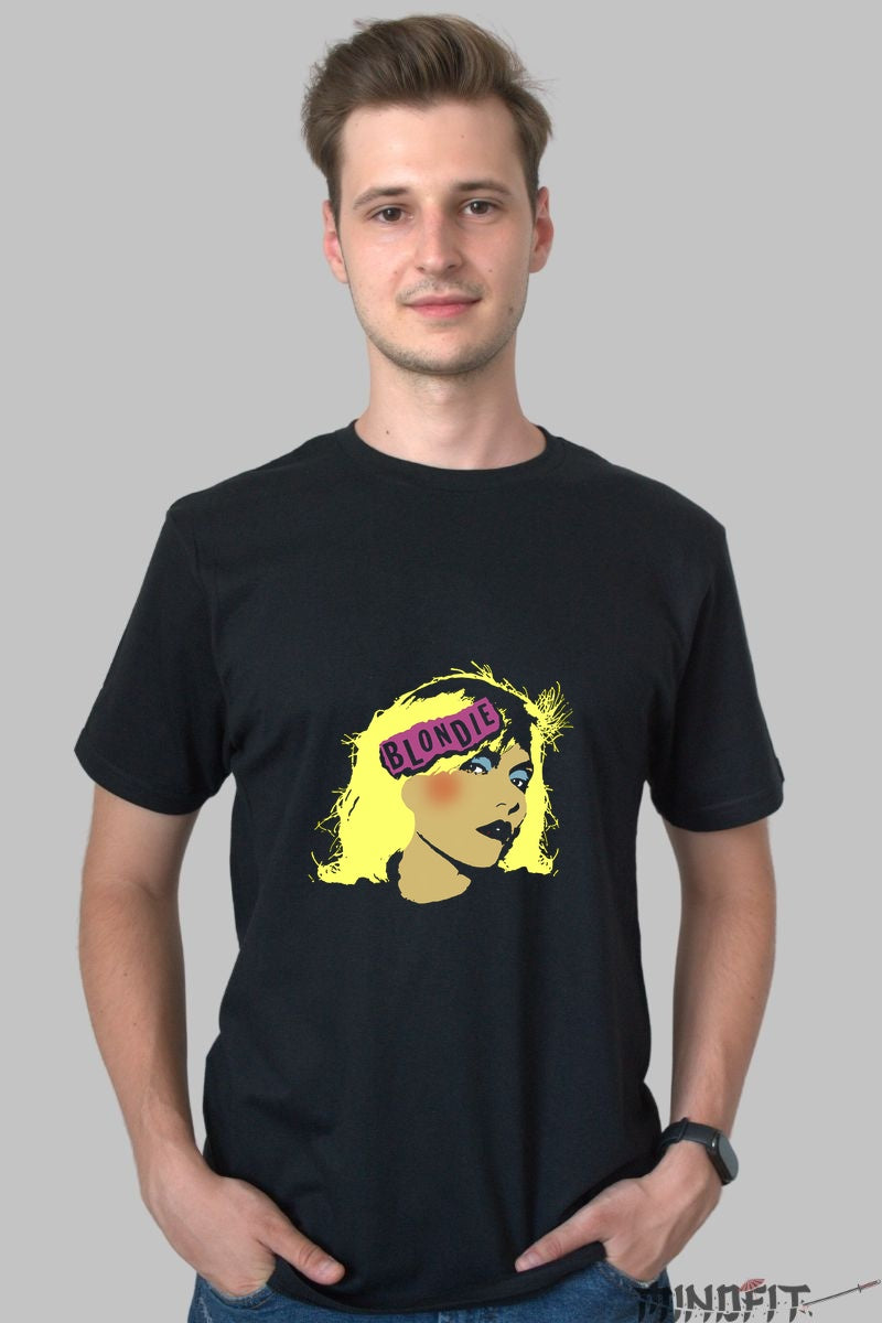 Tricou Rock Blondie Pop Art Neon barbat negru