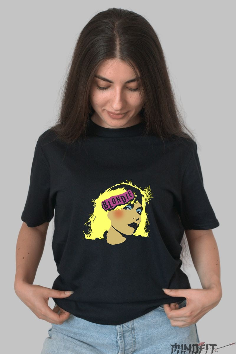 Tricou Rock Blondie Pop Art Neon dama negru