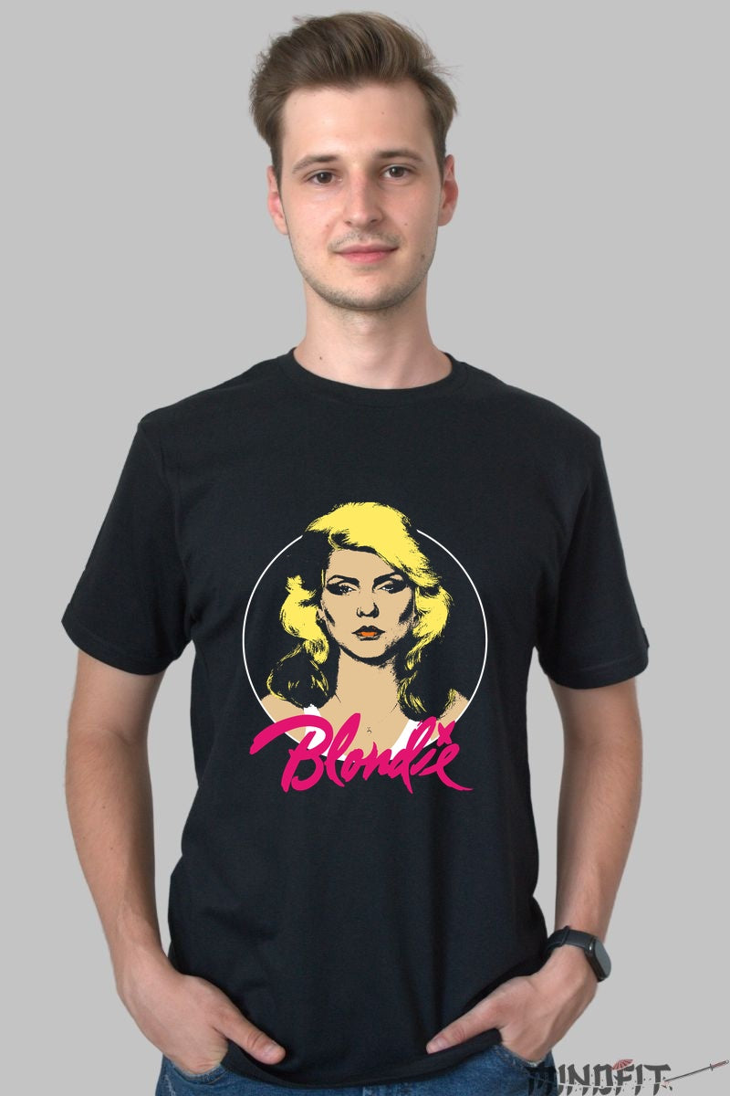 Tricou Rock Blondie Retro Circle barbat negru