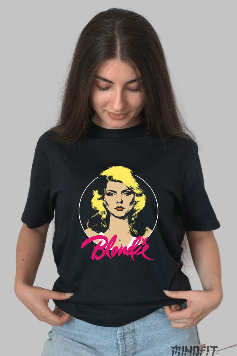 Tricou Rock Blondie Retro Circle dama negru