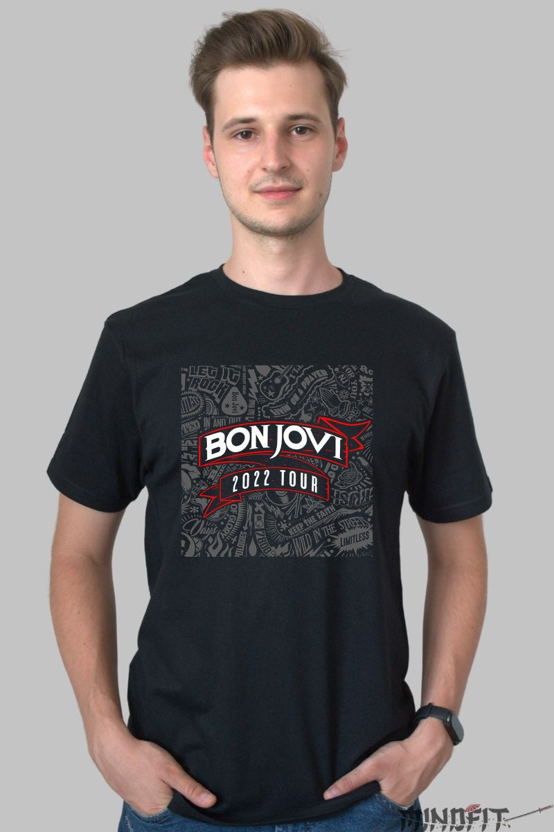 Tricou Rock Bon Jovi 2022 Tour Edition barbat negru