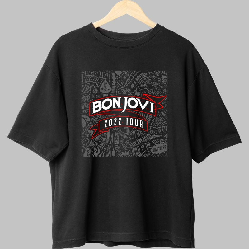Tricou Rock Bon Jovi 2022 Tour Edition fata negru
