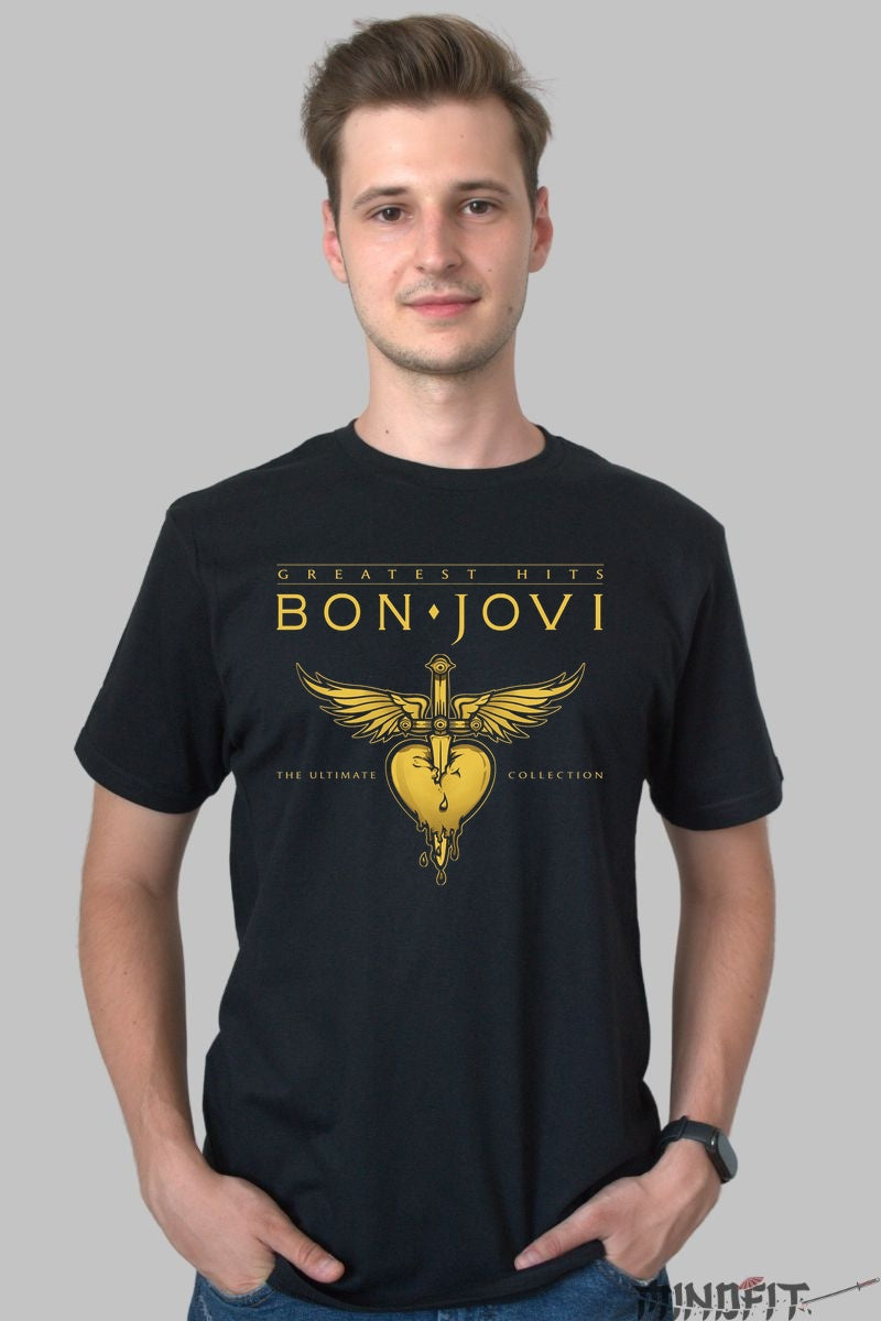 Tricou Rock Bon Jovi Greatest Hits Collection barbat negru
