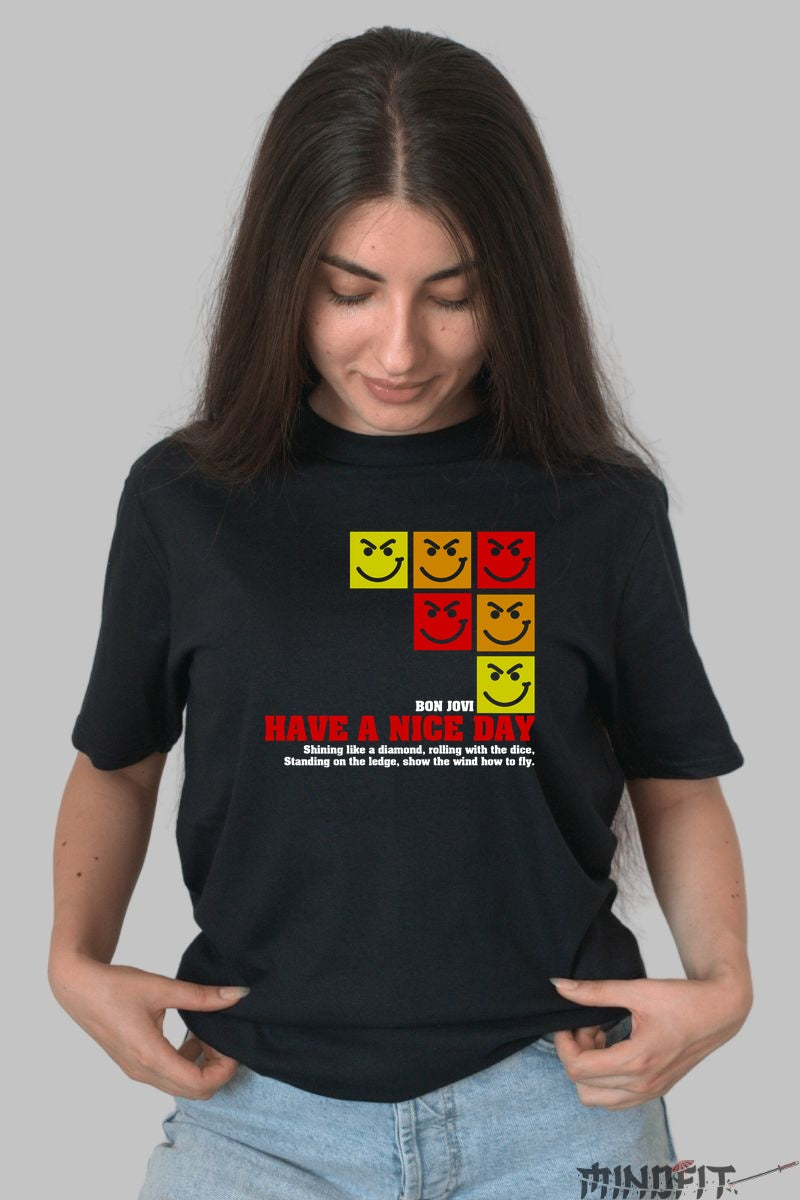 Tricou Rock Bon Jovi Have a Nice Day Color Blocks dama negru