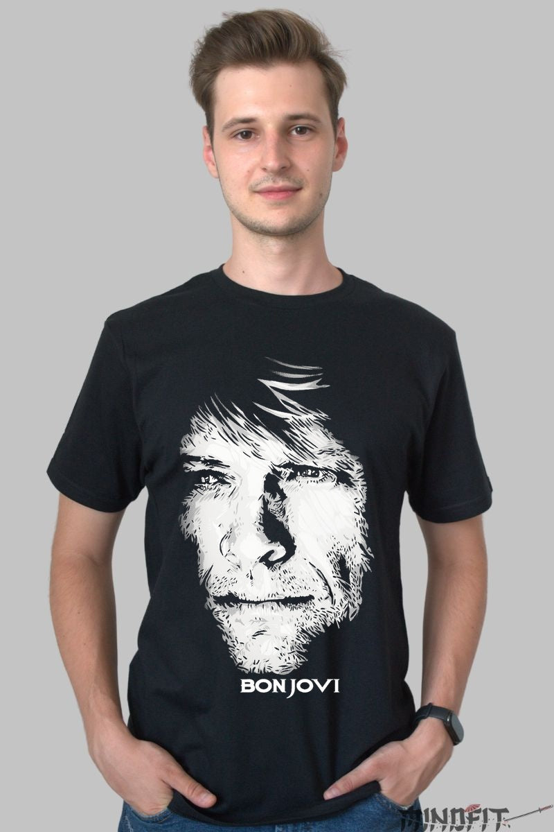 Tricou Rock Bon Jovi Jon Portrait barbat negru