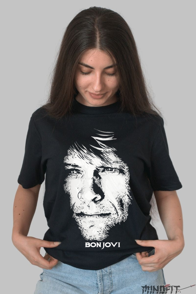 Tricou Rock Bon Jovi Jon Portrait dama negru