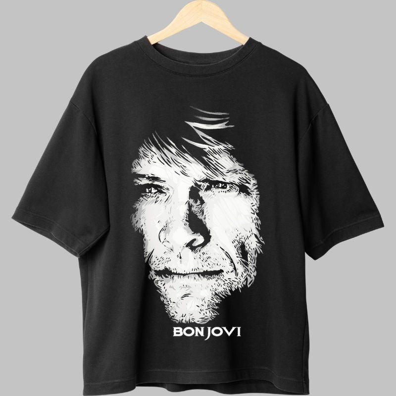 Tricou Rock Bon Jovi Jon Portrait fata negru