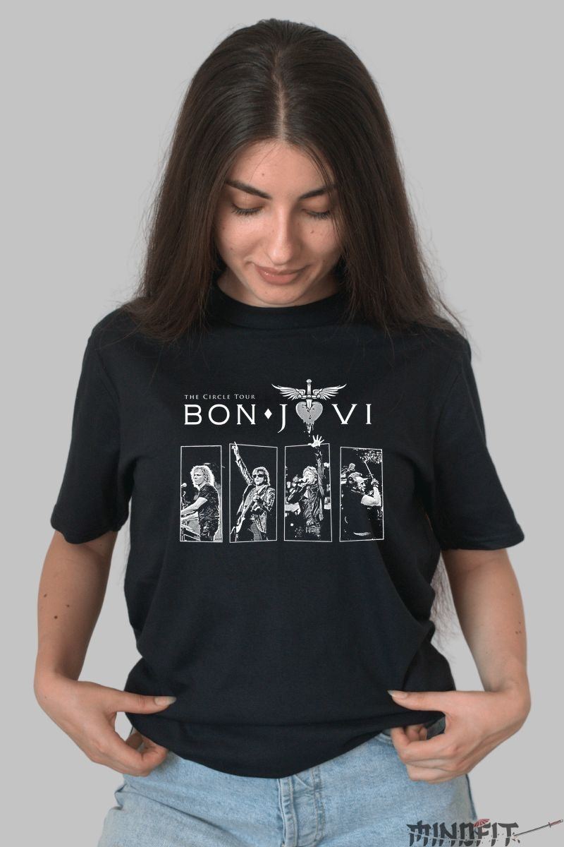 Tricou Rock Bon Jovi The Circle Tour dama negru
