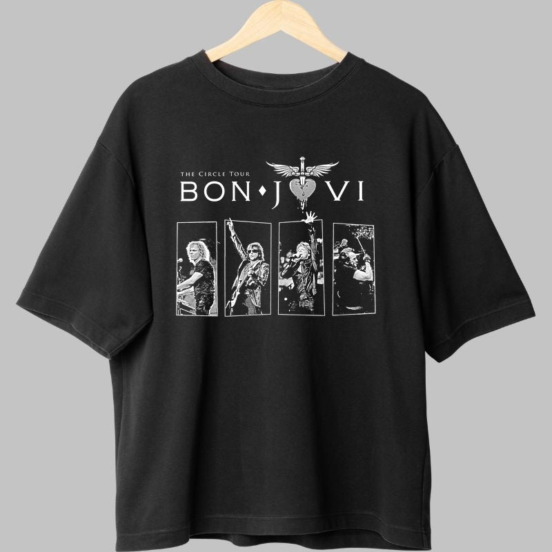 Tricou Rock Bon Jovi The Circle Tour fata negru