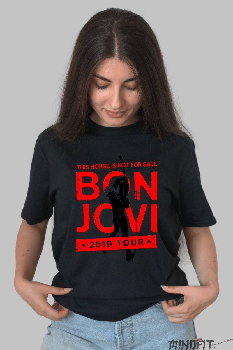 Tricou Rock Bon Jovi This House Is Not For Sale 2019 Tour dama negru
