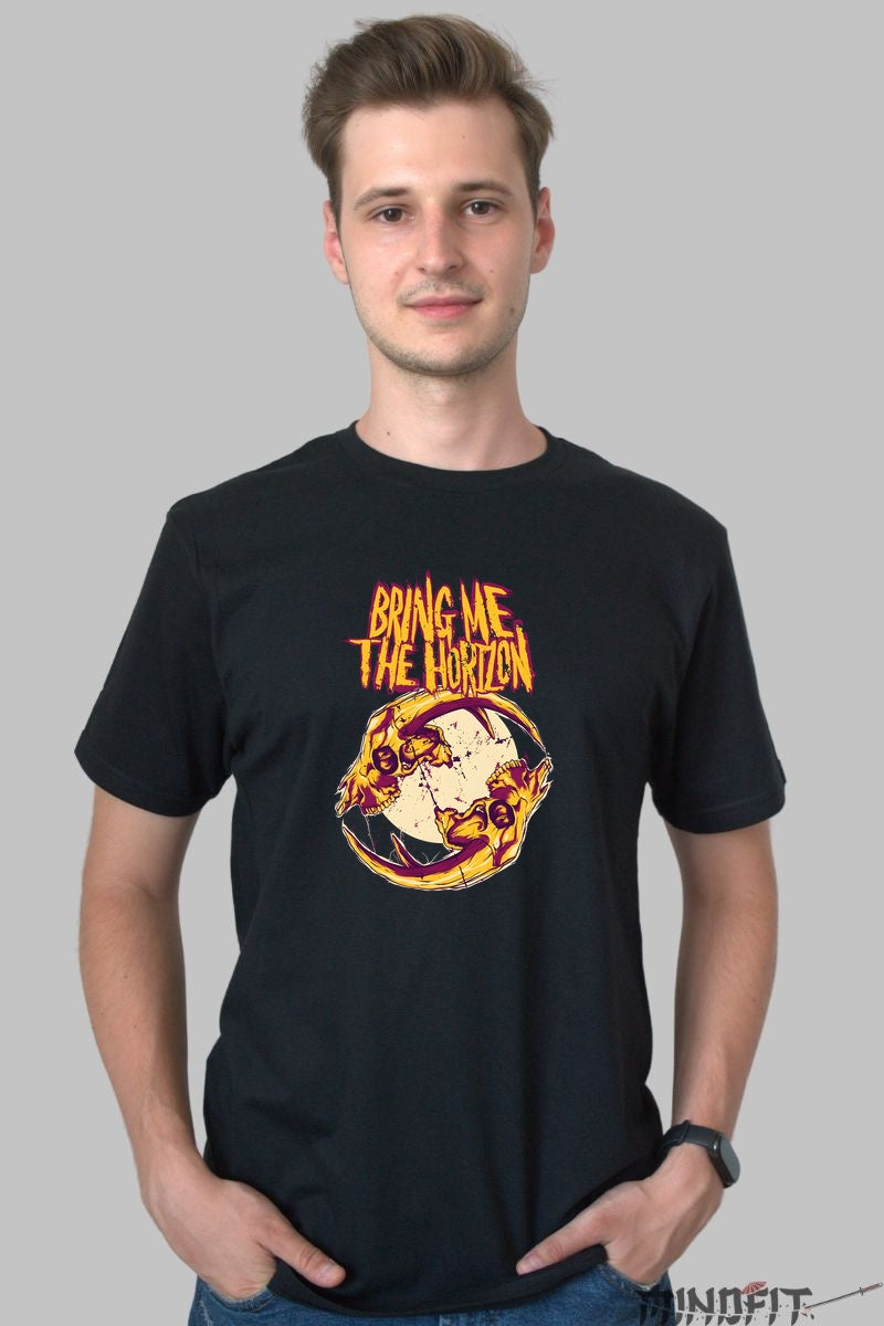Tricou Rock Bring Me The Horizon Burning Skull barbat negru