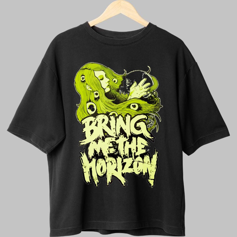 Tricou Rock Bring Me The Horizon Neon Vision fata negru