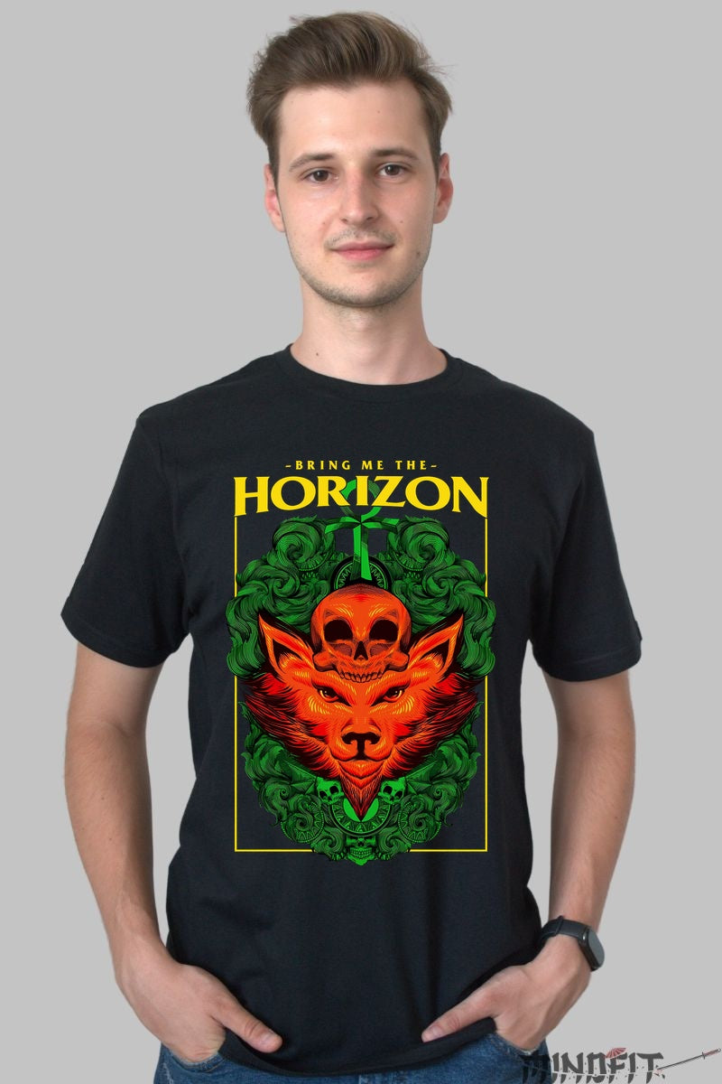 Tricou Rock Bring Me The Horizon Wolf Skull barbat negru